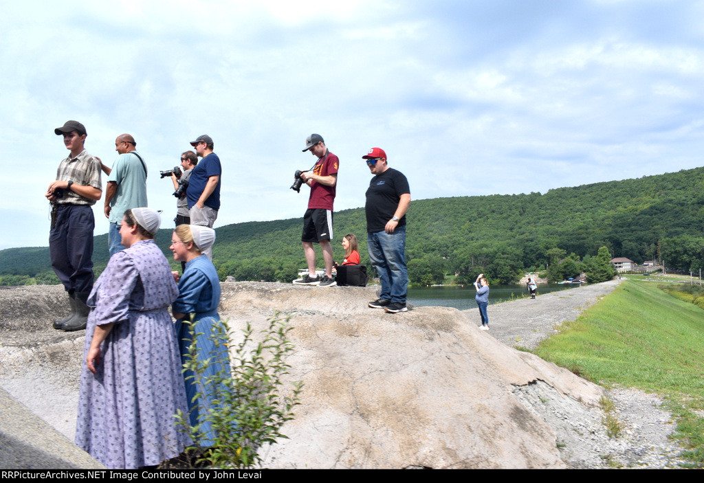 Loyal Railfans recording and photographing us as we run along the lake